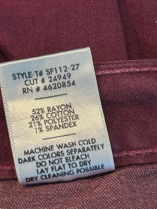 Just Black Addison Women’s Skinny Jeans/Jeggings Size 27/4 Burgandy - Picture 7 of 7